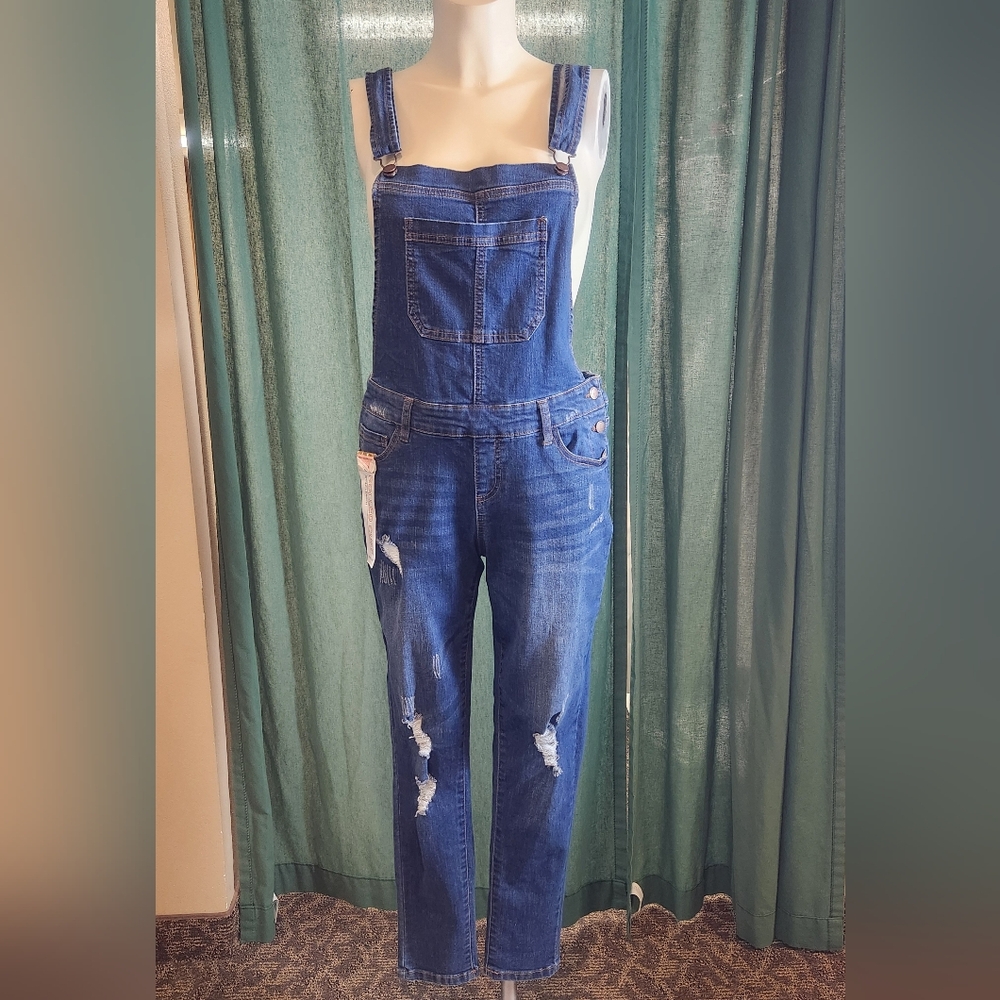 Wax Jean Denim Overalls Button Front Large Pocket